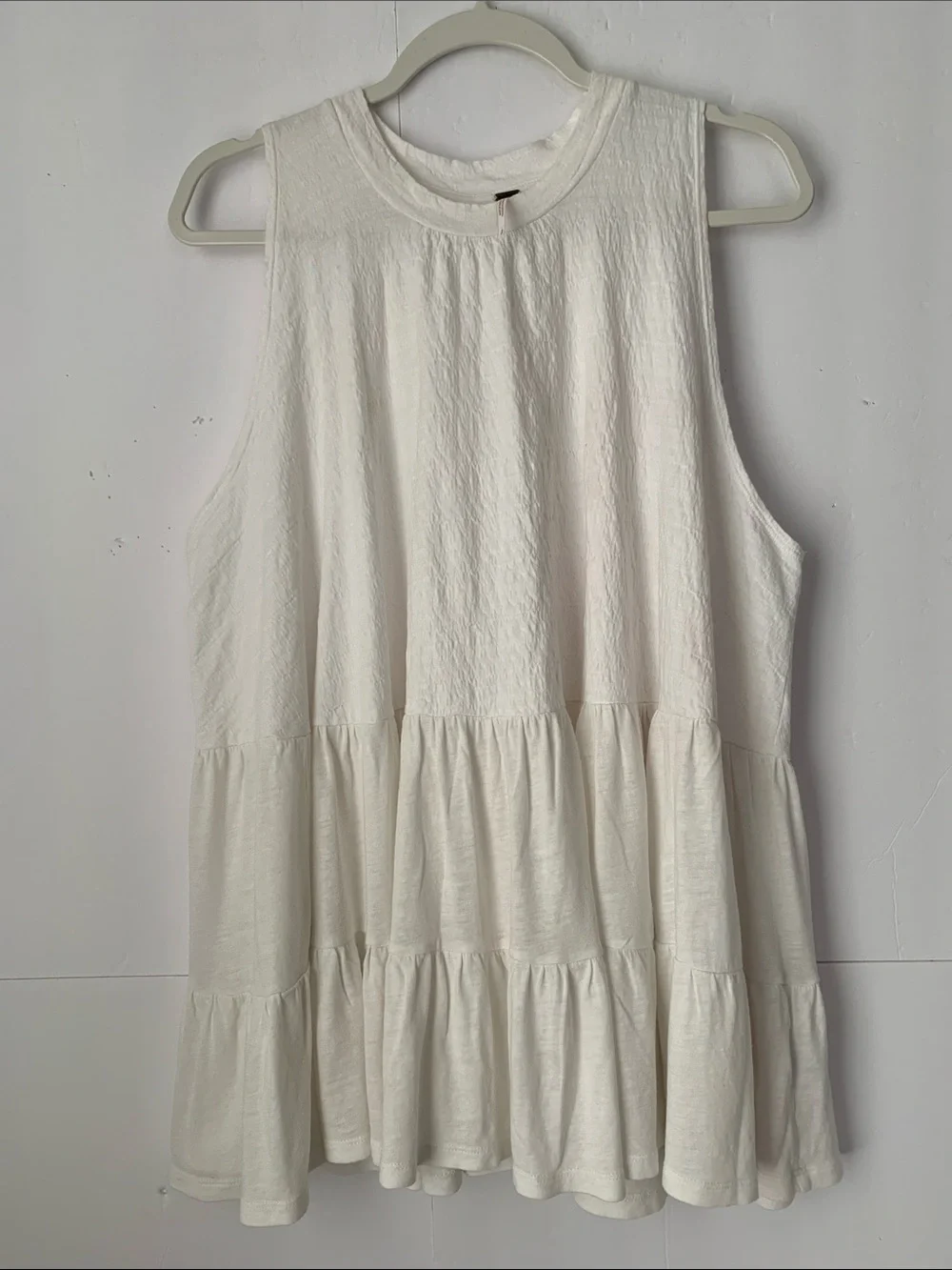 Free People Off-White Tiered Sleeveless Tie Back Tunic /Mini Dress Size S
